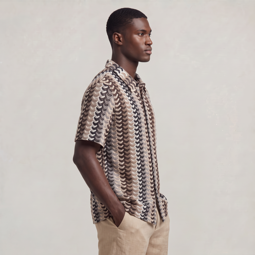 Men’s Crochet Knit Resort Shirt