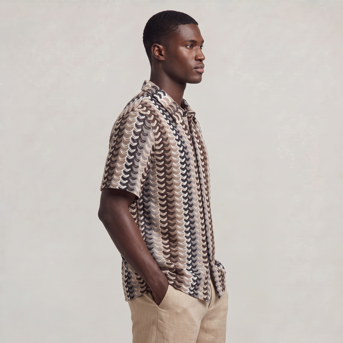 Men’s Crochet Knit Resort Shirt