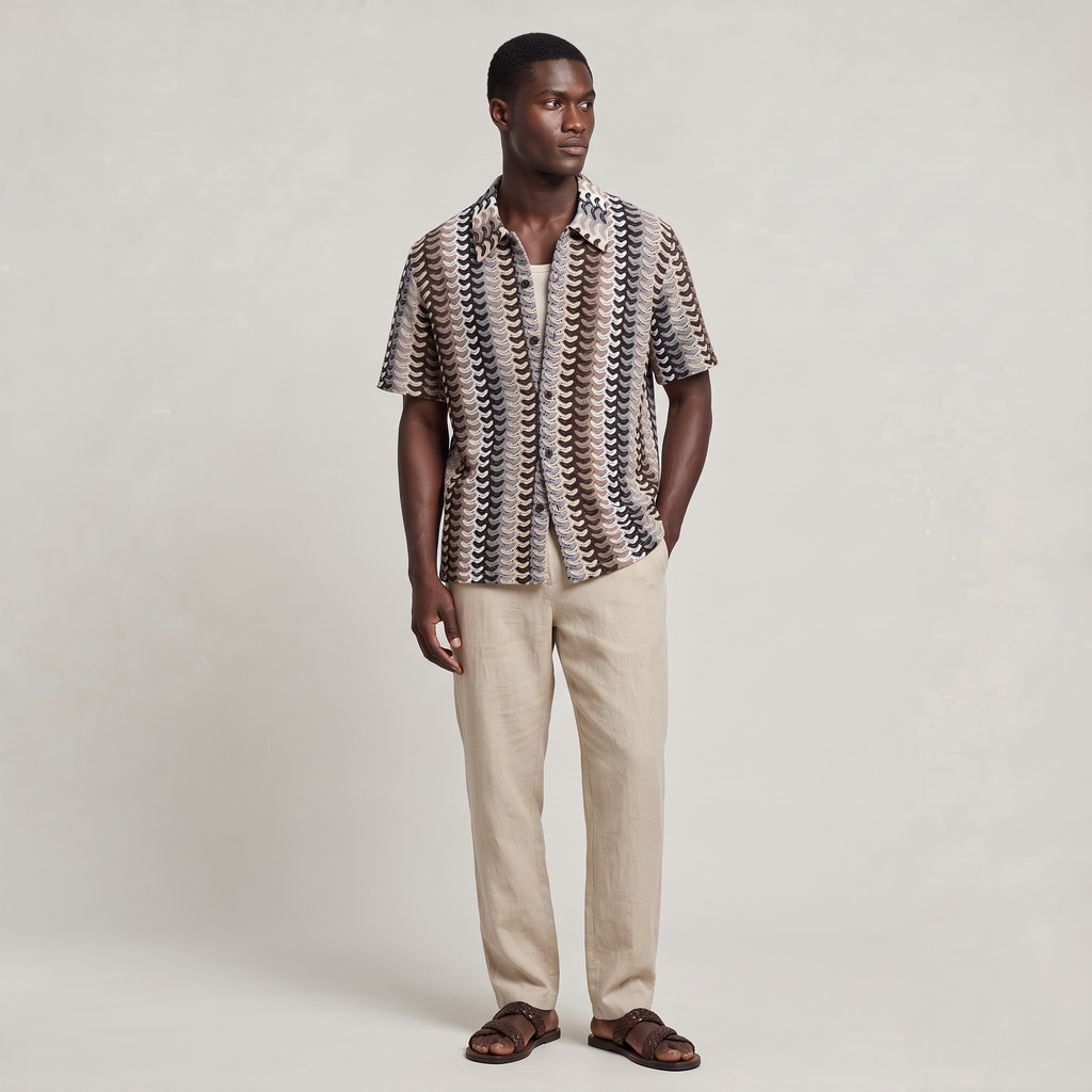 Men’s Crochet Knit Resort Shirt
