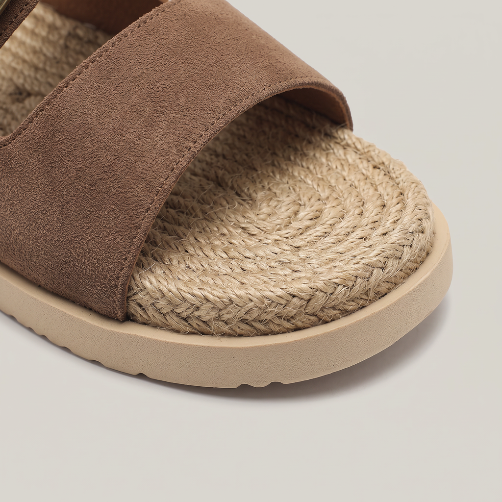 Men’s Double Buckle Nubuck Leather Slip-On Sandals