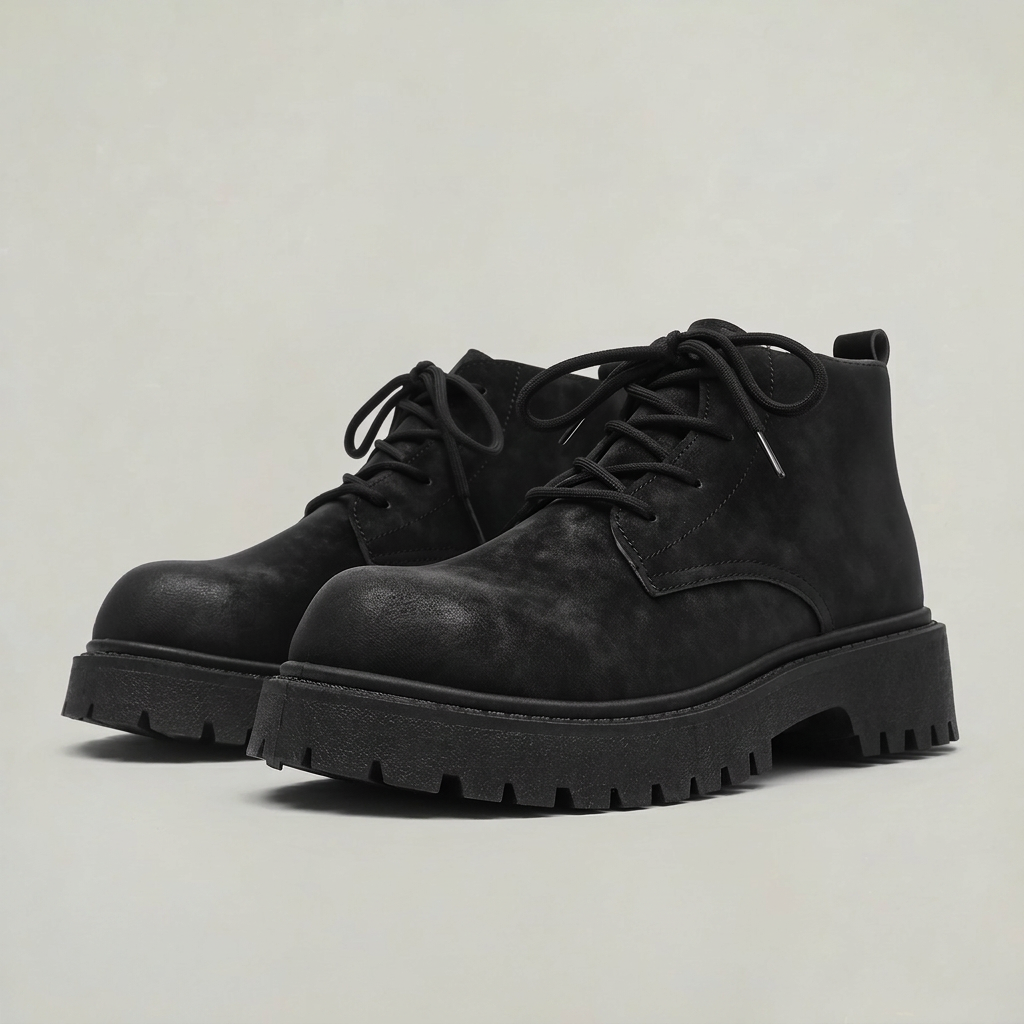 Men’s Lace-Up Ankle Boots Chunky Sole
