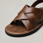 Men’s Leather Sandals Cross Strap Slip-On