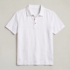 Men’s Linen Lapel Buttoned Polo Shirt