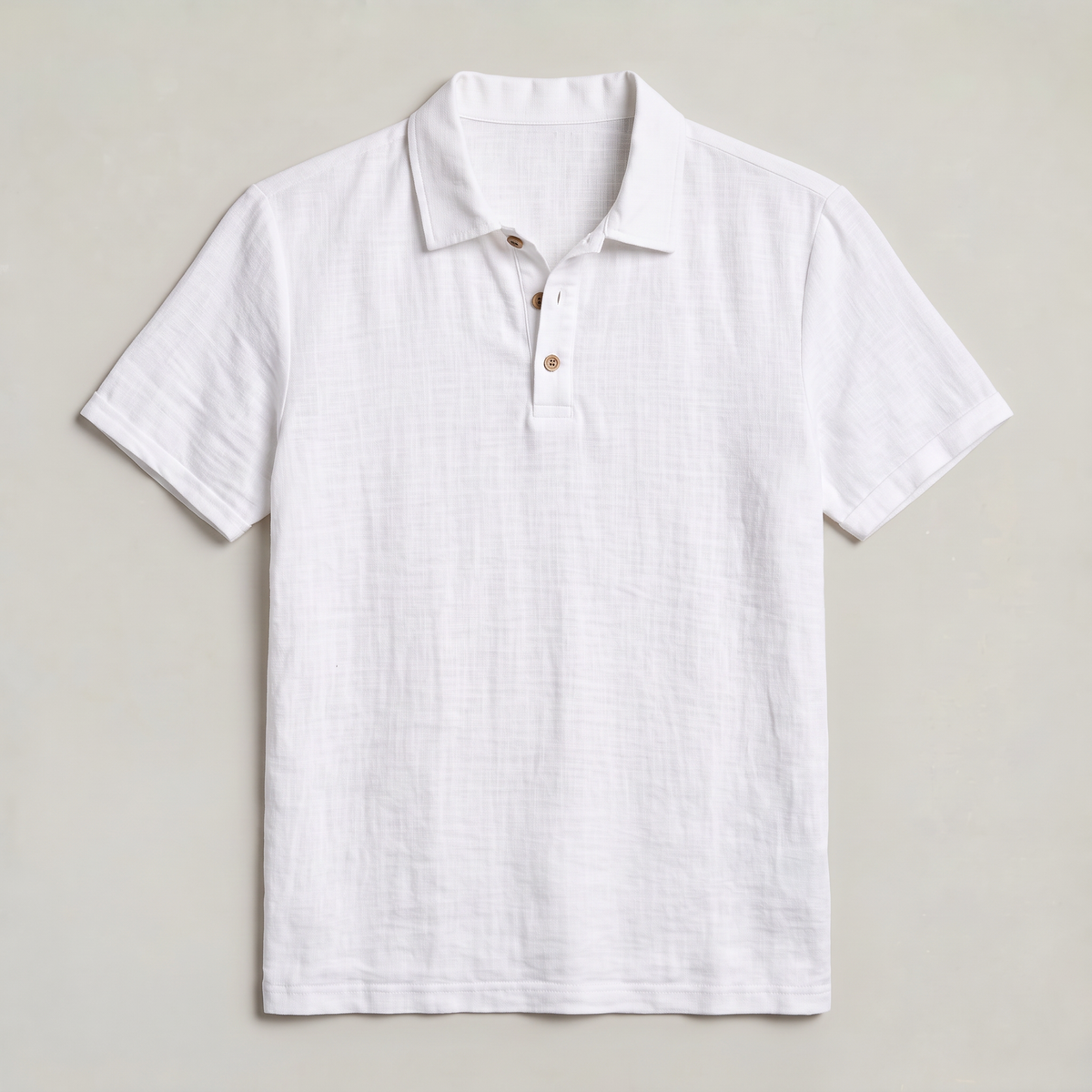 Men’s Linen Lapel Buttoned Polo Shirt