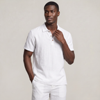 Men’s Linen Lapel Buttoned Polo Shirt