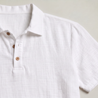 Men’s Linen Lapel Buttoned Polo Shirt