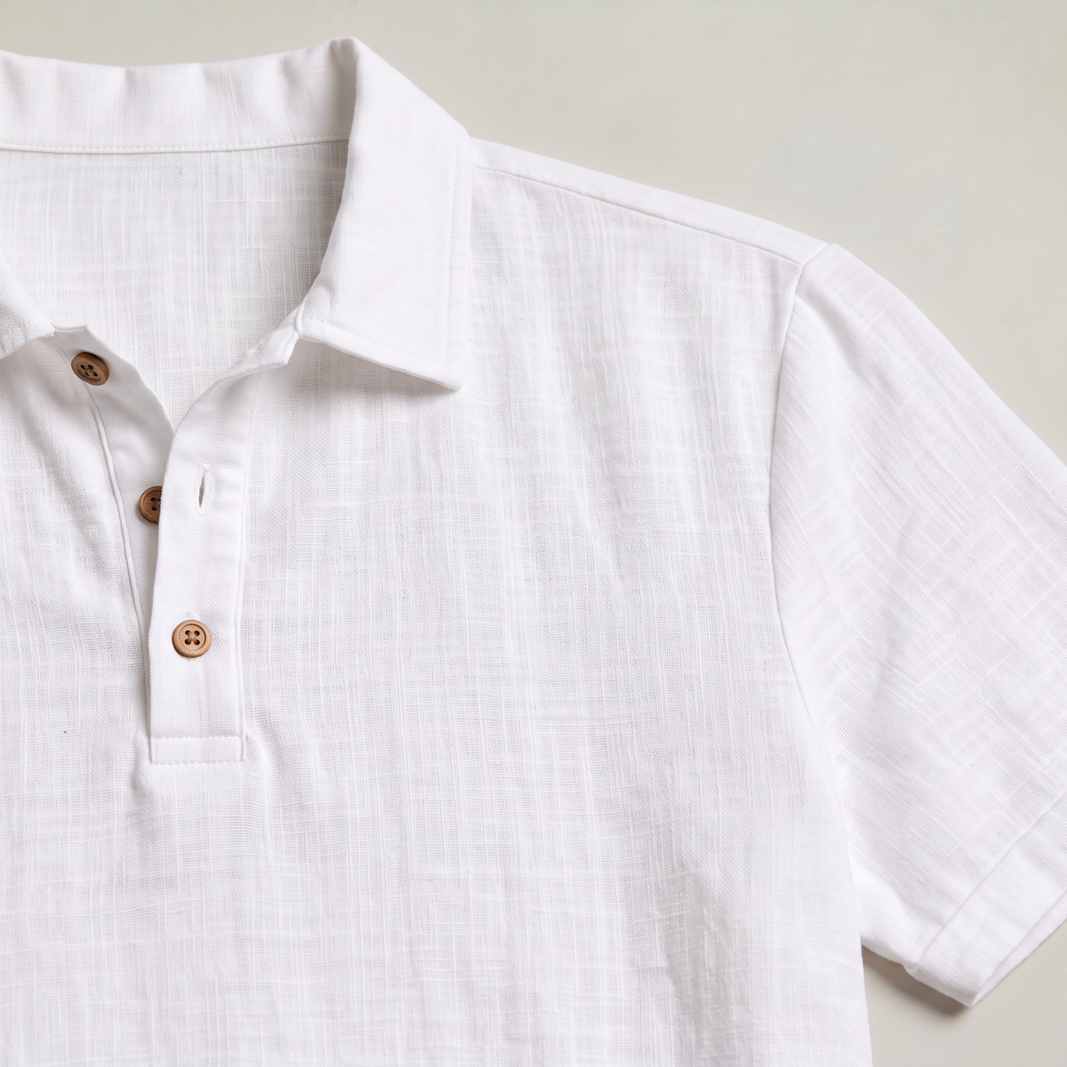 Men’s Linen Lapel Buttoned Polo Shirt