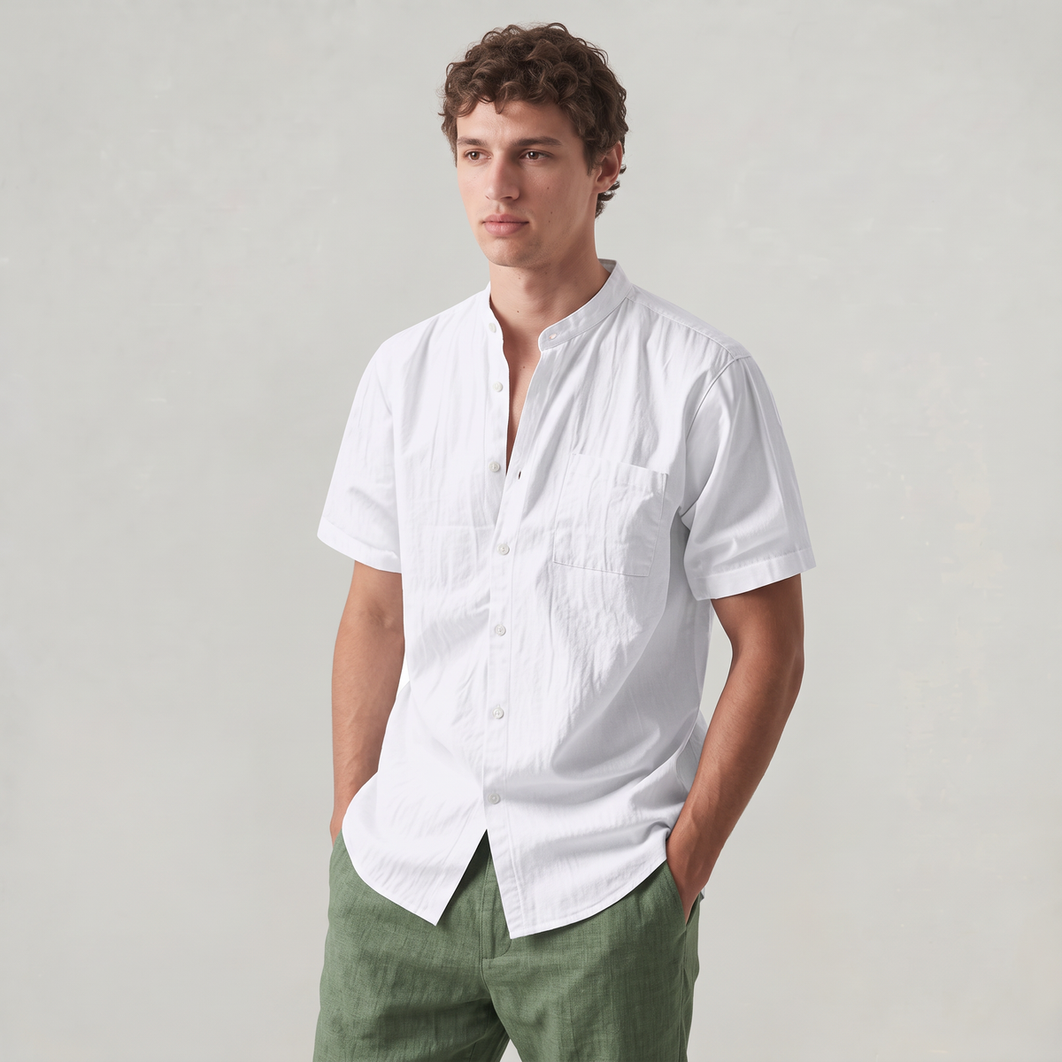 Men’s Linen Short-Sleeved Shirt