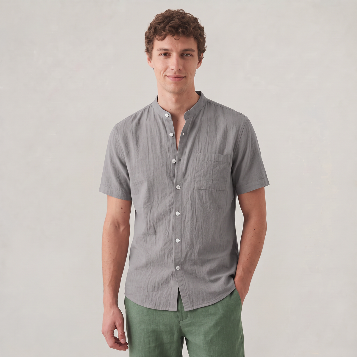 Men’s Linen Short-Sleeved Shirt