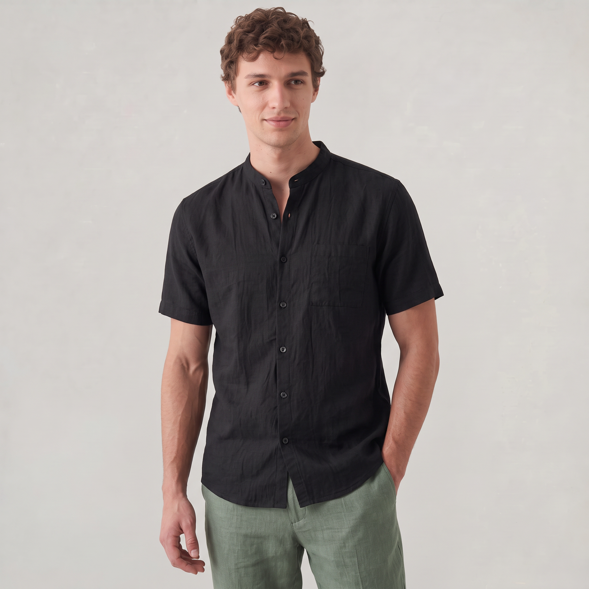 Men’s Linen Short-Sleeved Shirt