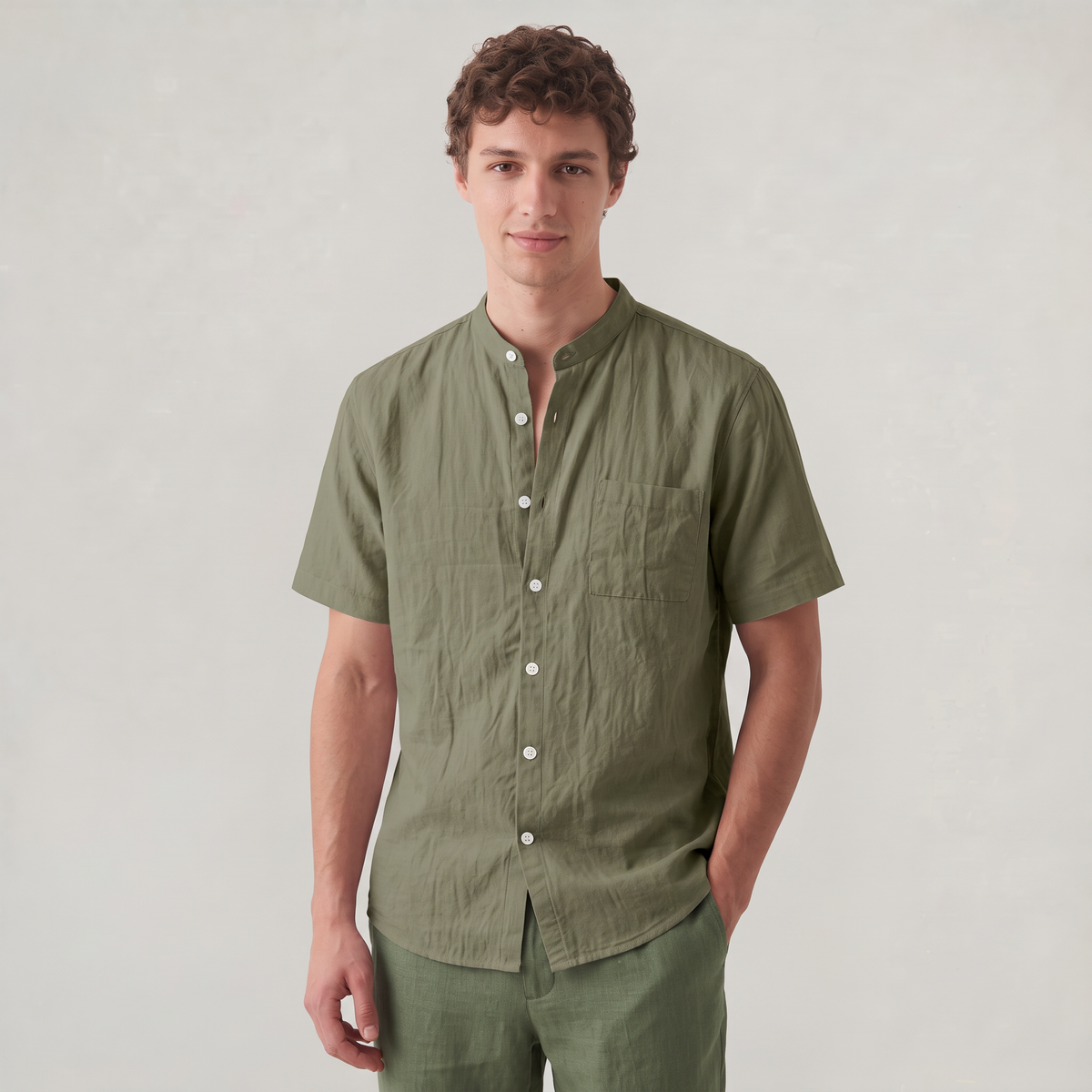 Men’s Linen Short-Sleeved Shirt