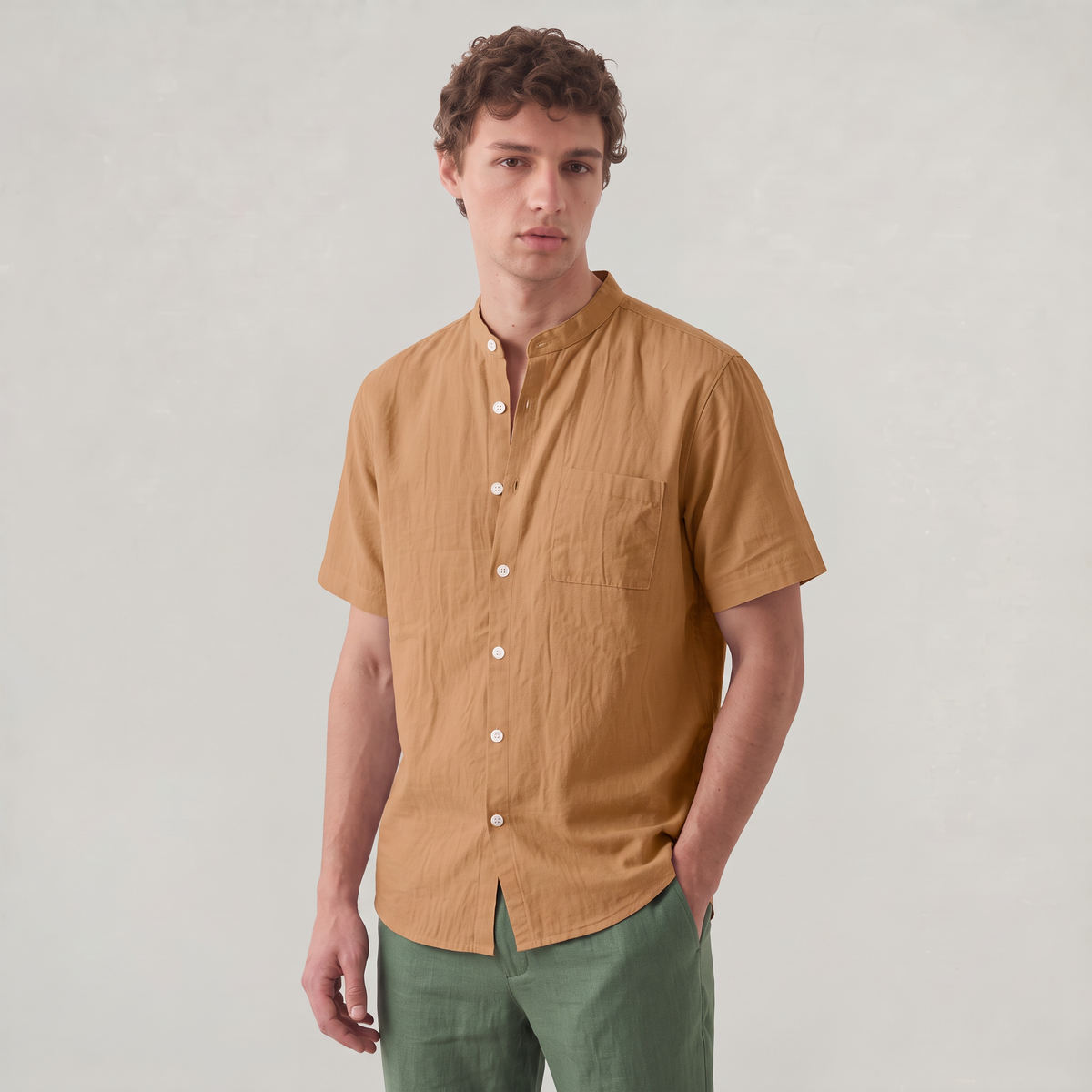 Men’s Linen Short-Sleeved Shirt