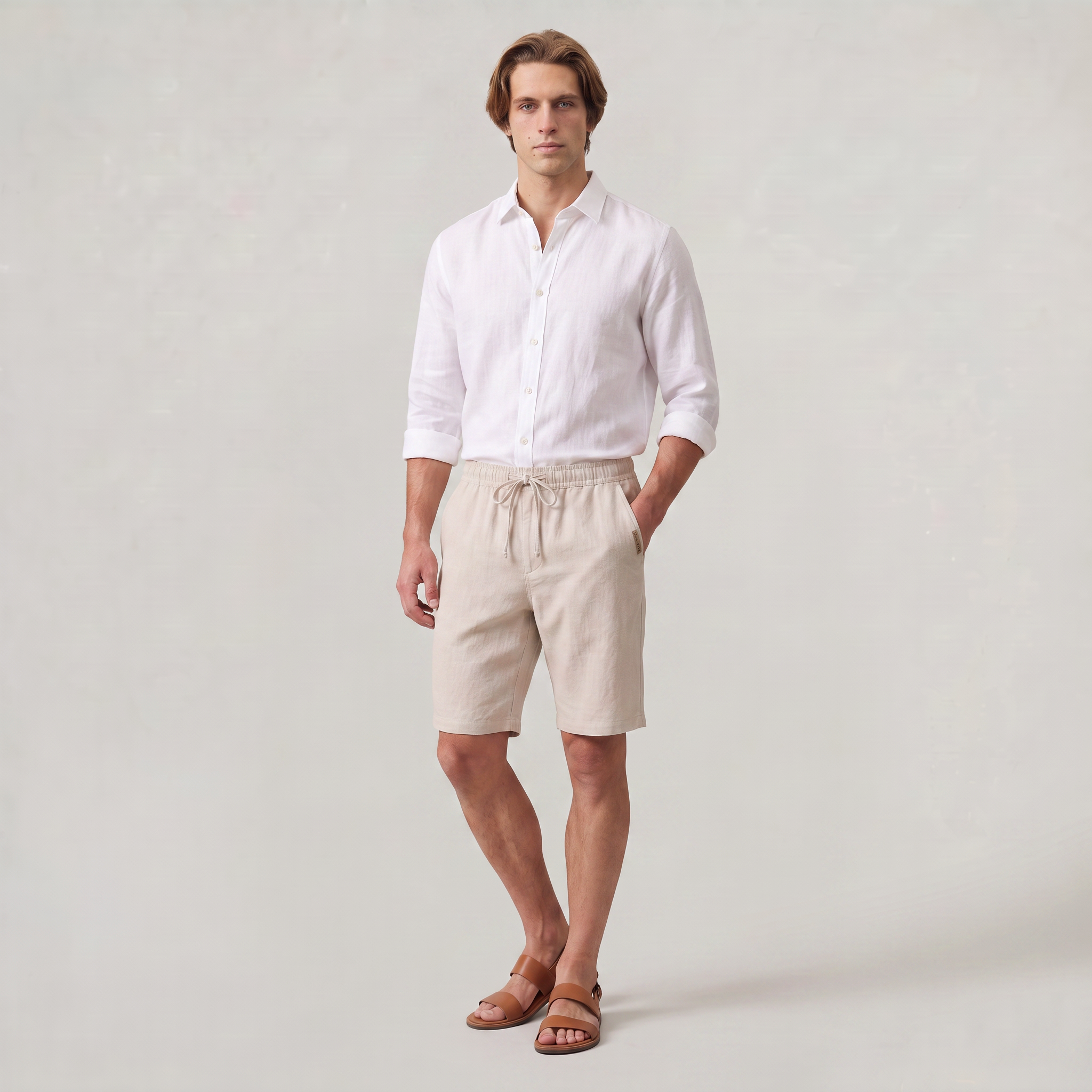 Men's Shorts - Drawstring Elastic Waist Relaxed Fit