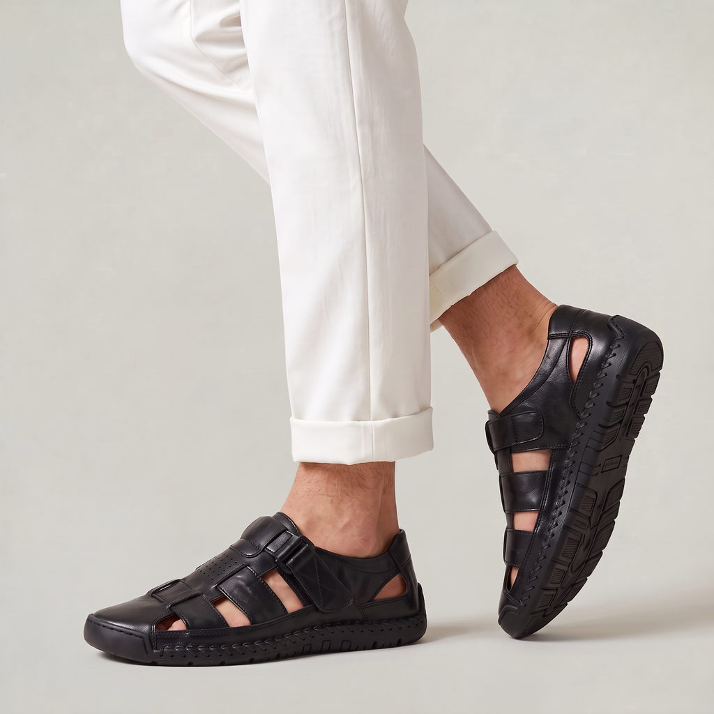 Men’s Leather Slip-On Sandals