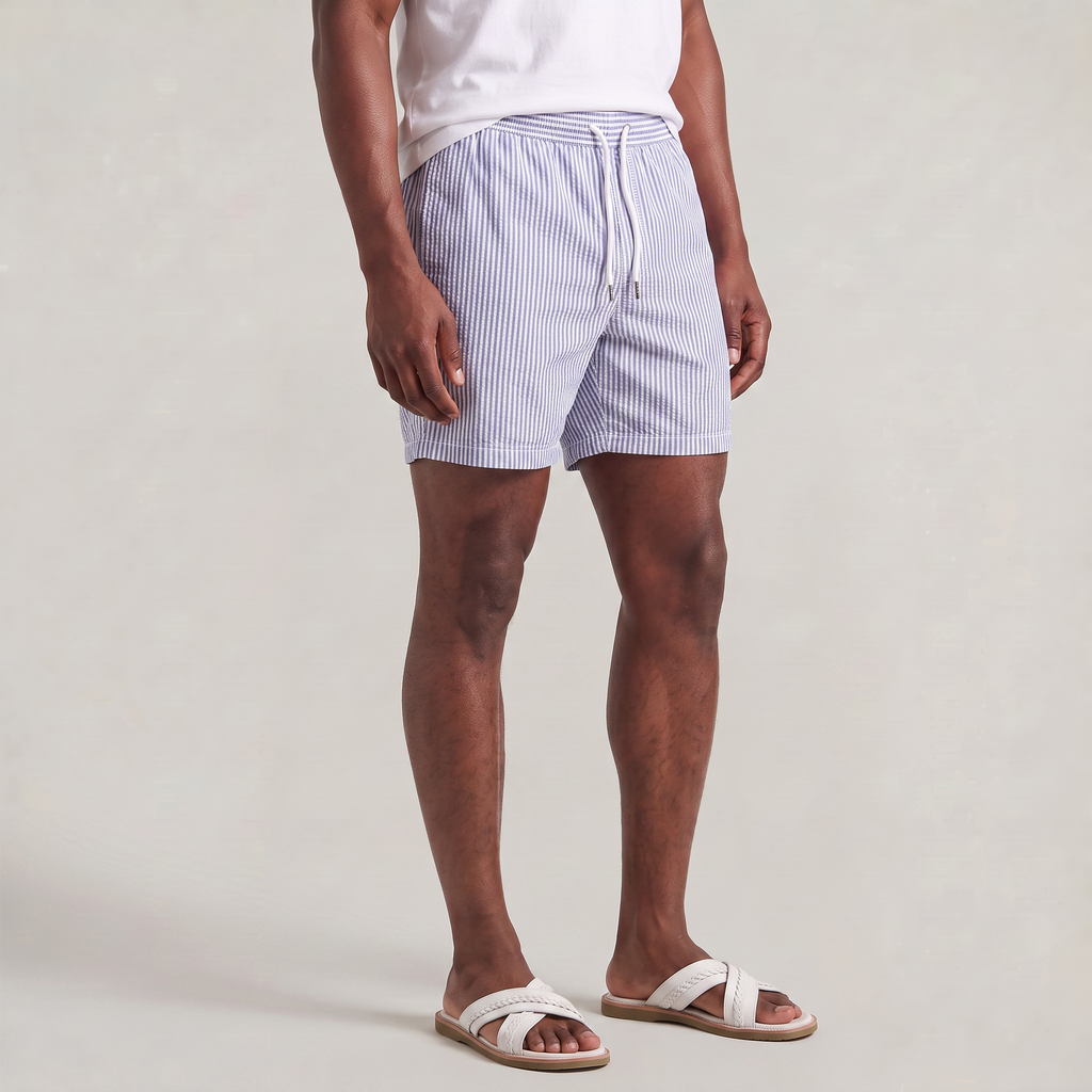Men’s Striped Drawstring Swim Shorts