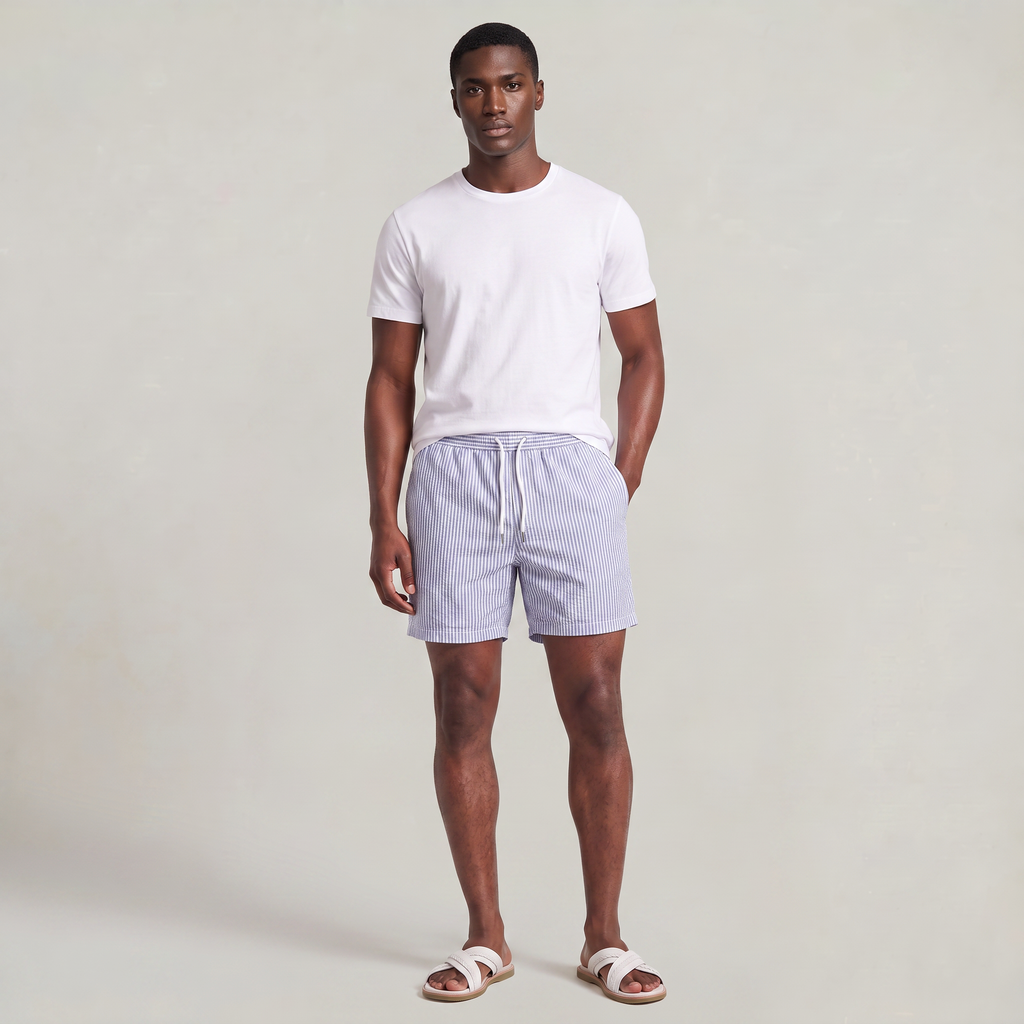 Men’s Striped Drawstring Swim Shorts