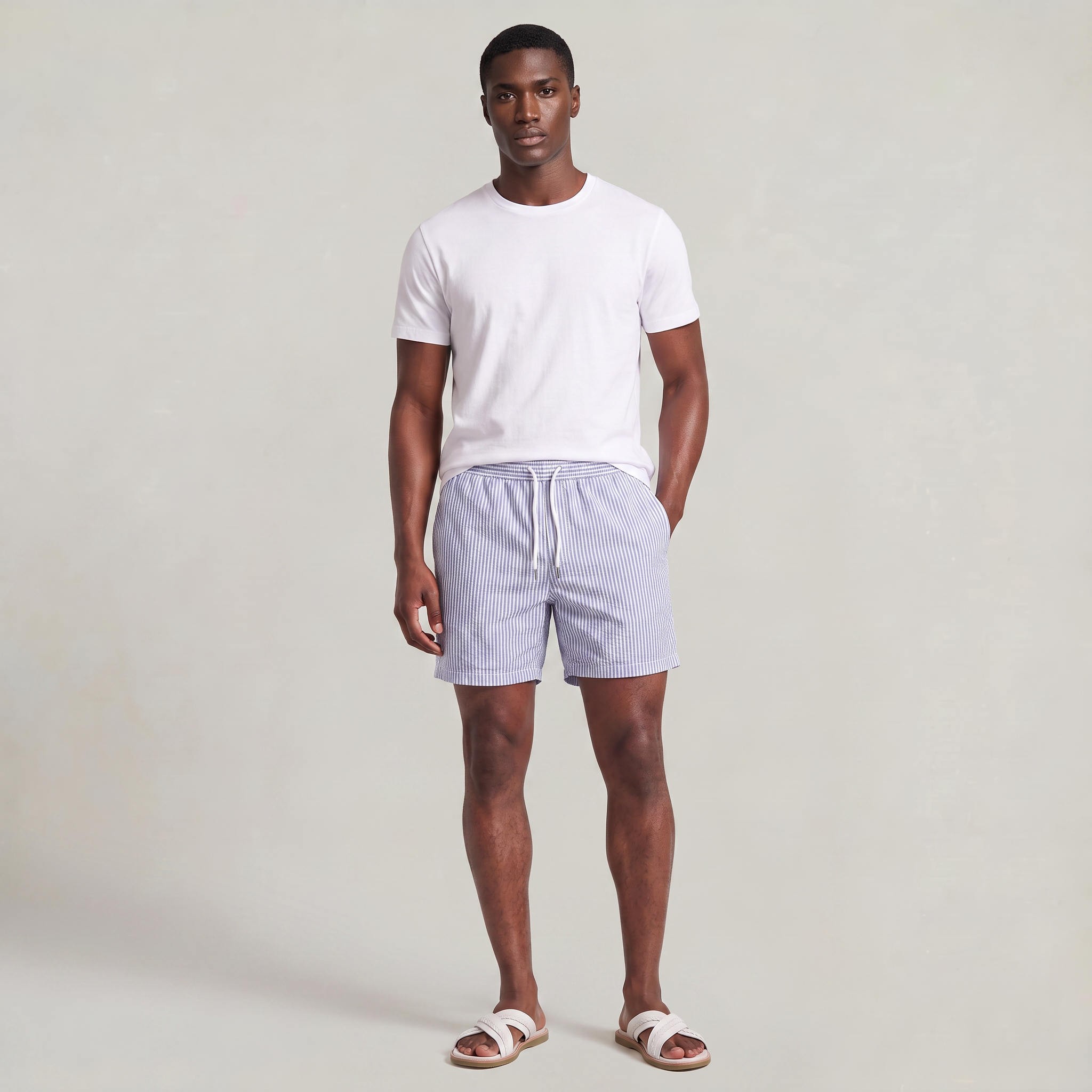 Men’s Striped Drawstring Swim Shorts