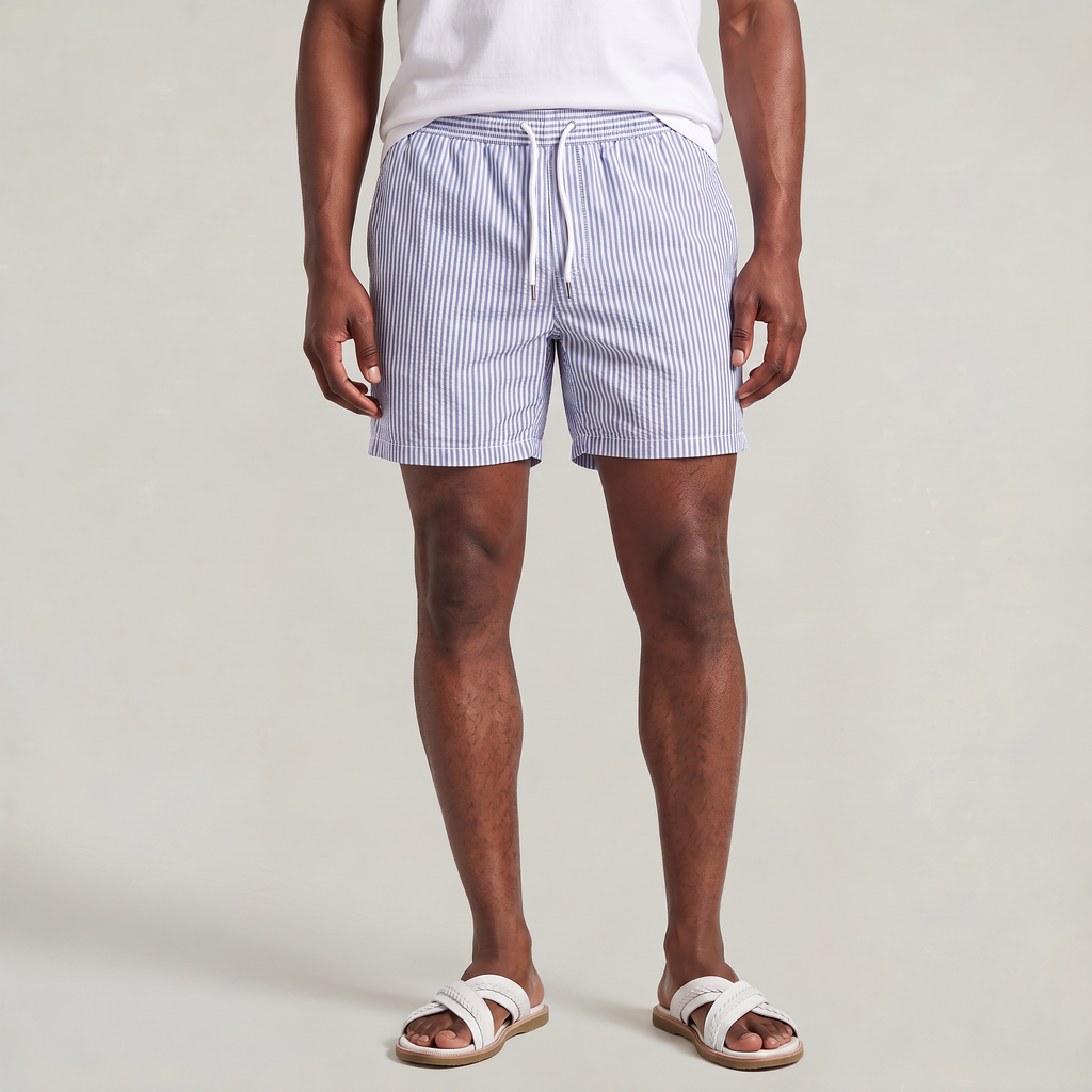 Men’s Striped Drawstring Swim Shorts