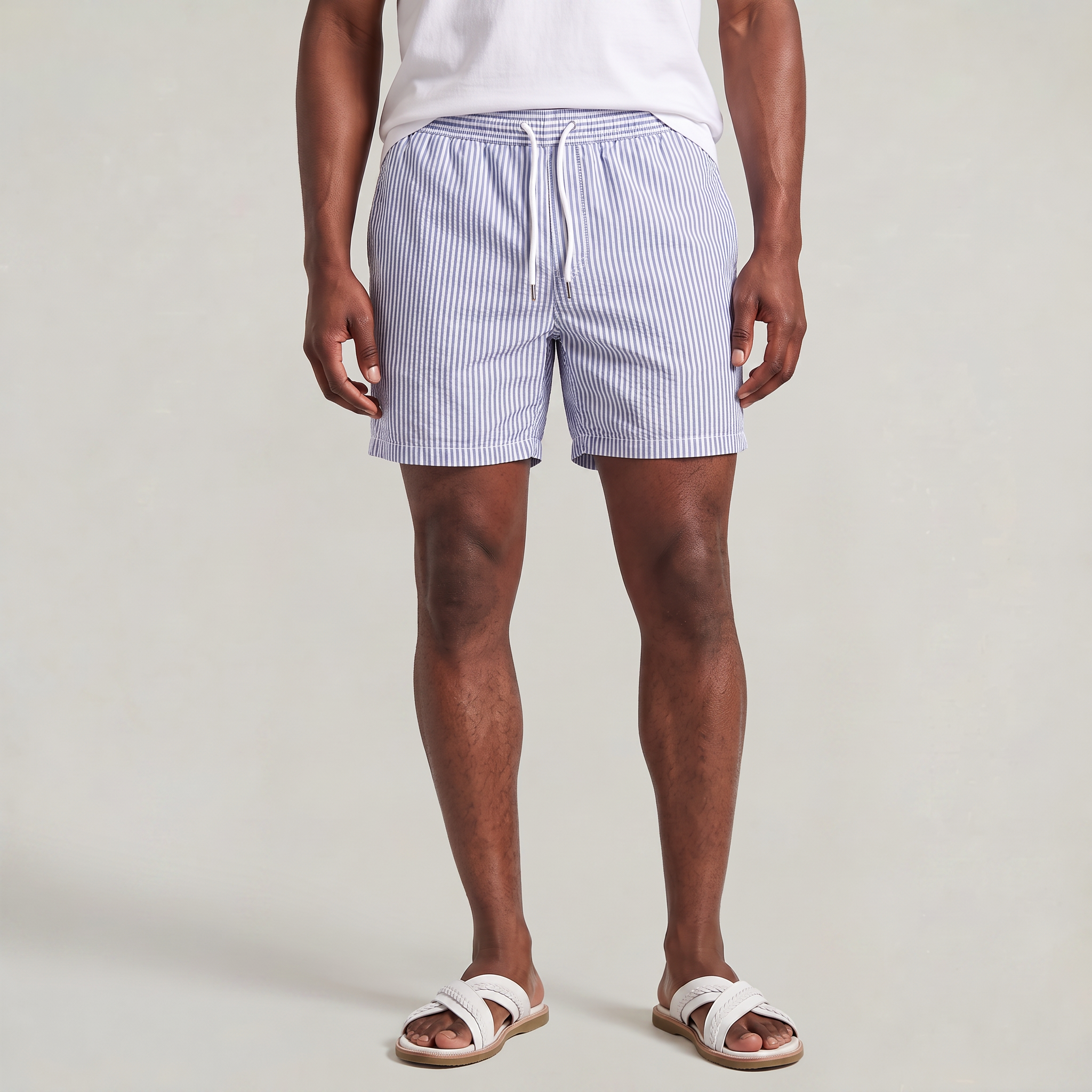 Men’s Striped Drawstring Swim Shorts