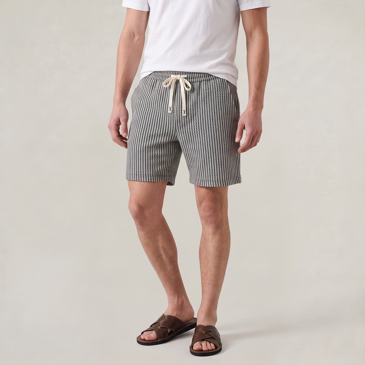 Men’s Striped Knit Drawstring Shorts