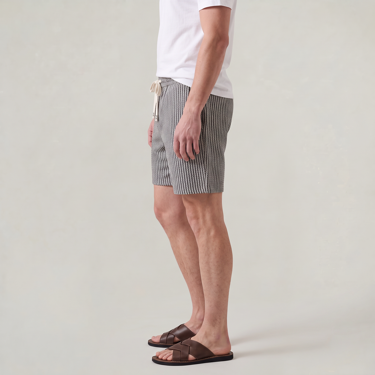 Men’s Striped Knit Drawstring Shorts