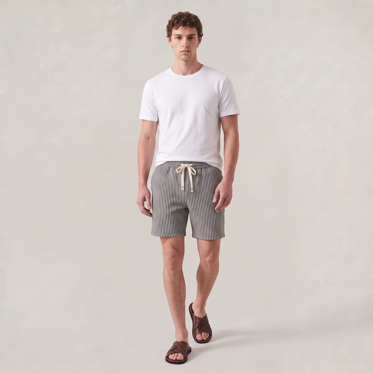 Men’s Striped Knit Drawstring Shorts