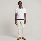 Men’s Textured Knit Polo Shirt with Contrast Trim