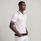 Men’s Textured Knit Polo Shirt with Contrast Trim