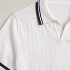 Men’s Textured Knit Polo Shirt with Contrast Trim