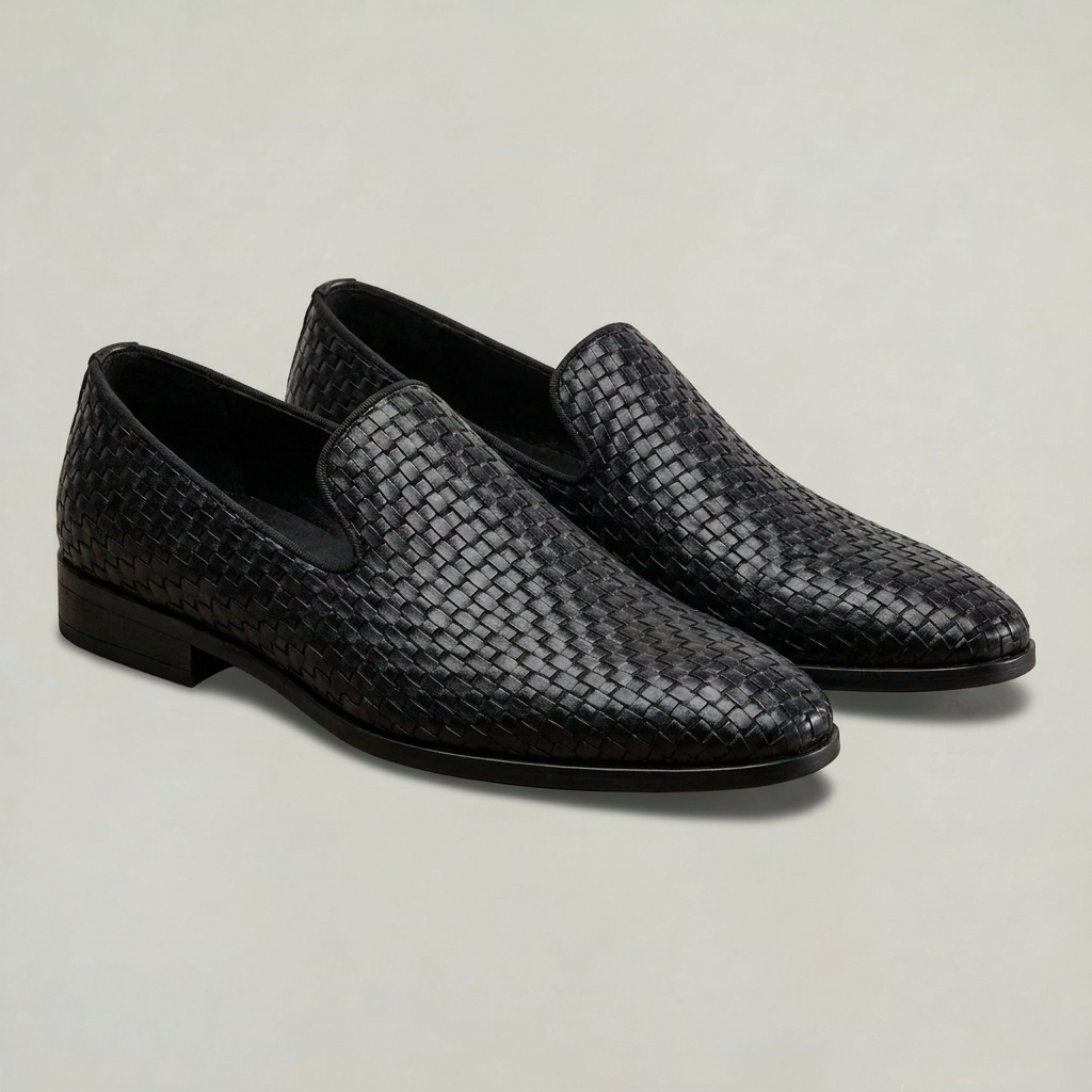 Men’s Woven Leather-Look Loafers