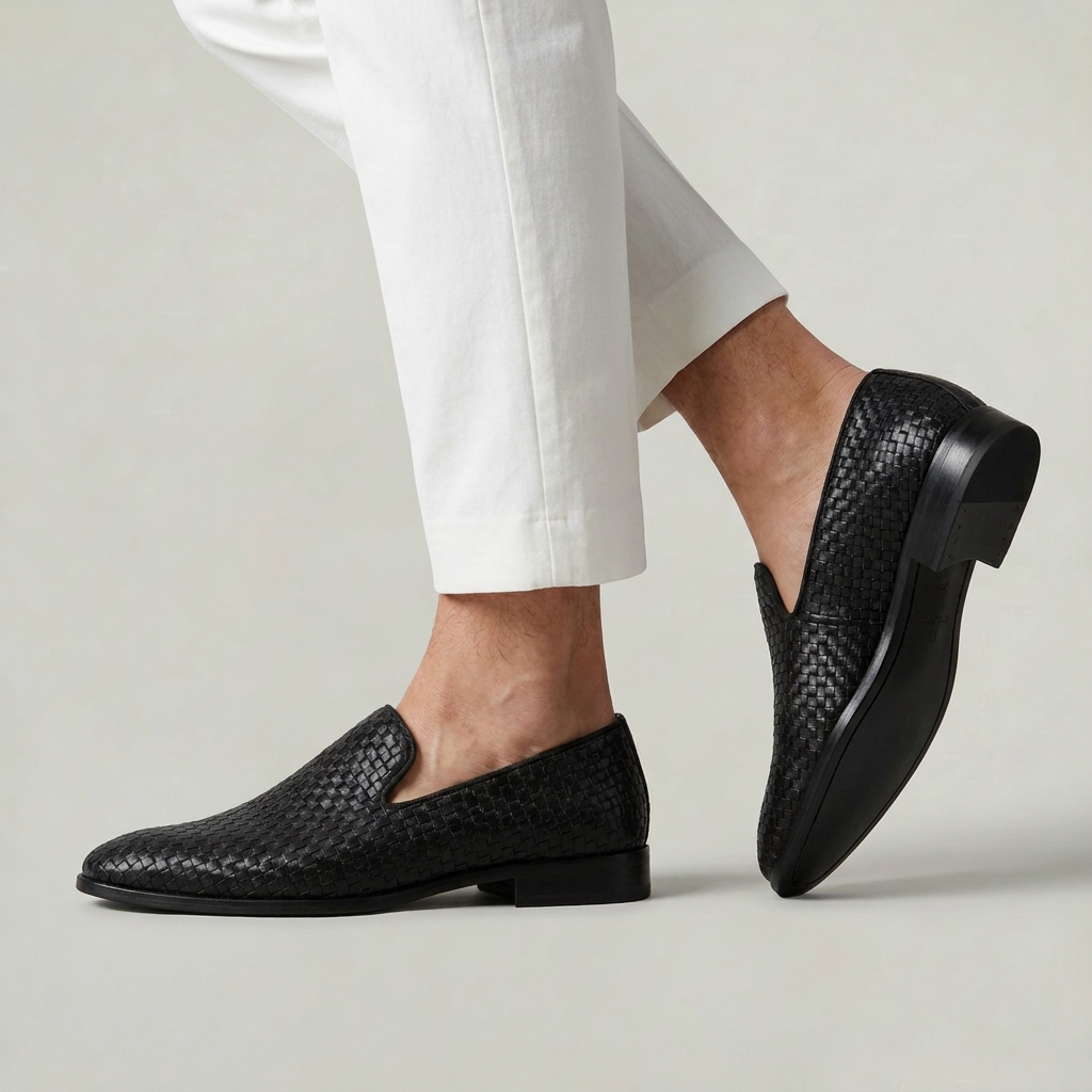 Men’s Woven Leather-Look Loafers