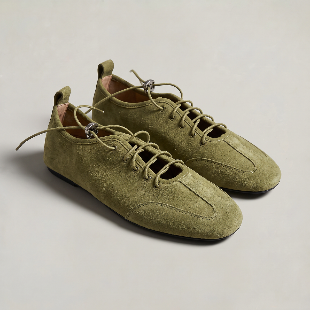 Women’s Ballet Flats Suede Look Lace-Up Sneakerina