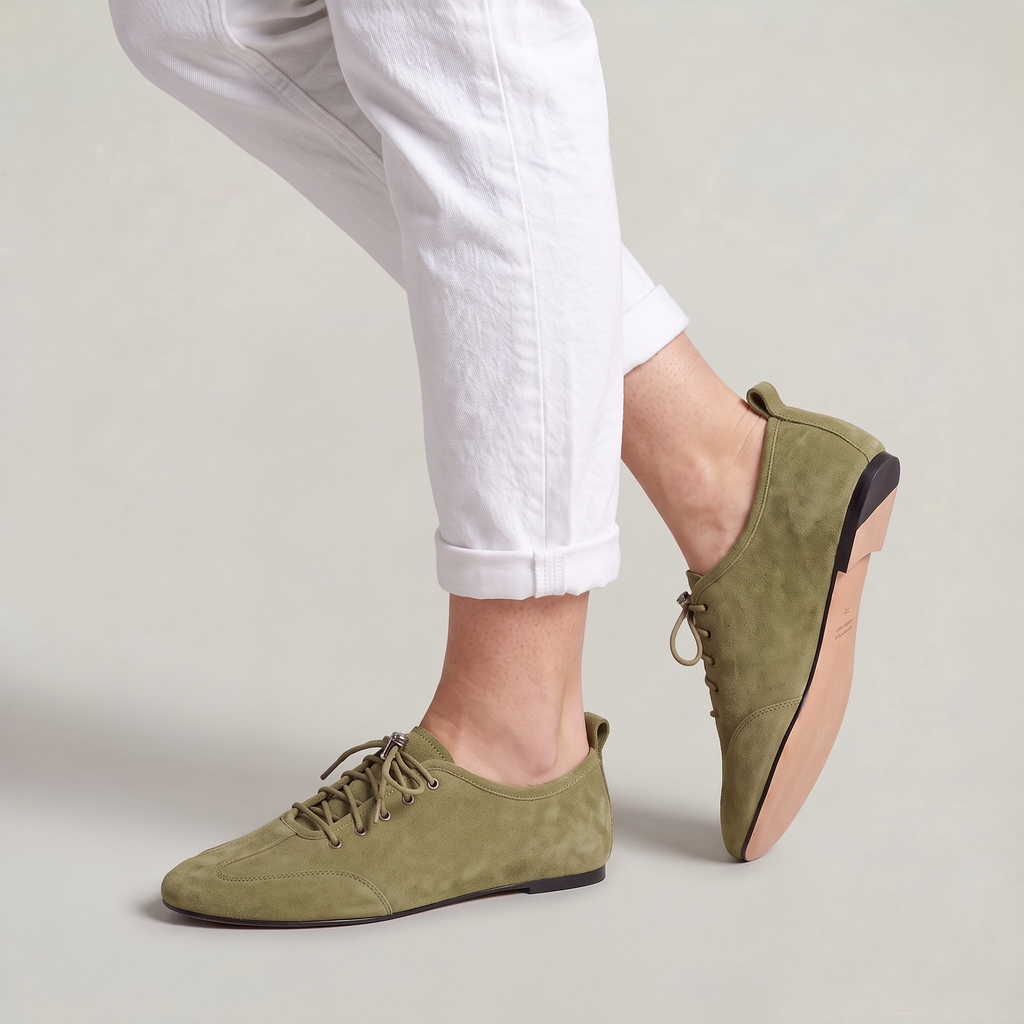 Women’s Ballet Flats Suede Look Lace-Up Sneakerina