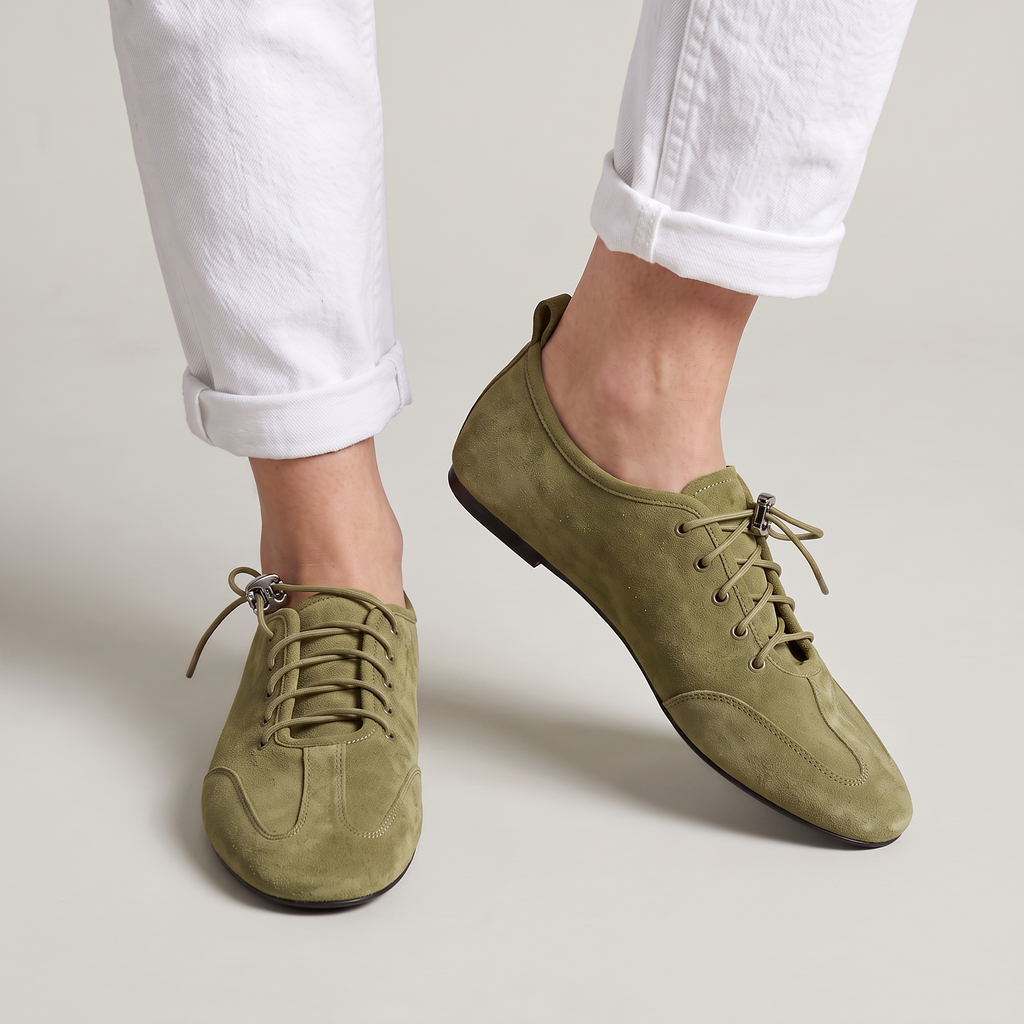 Women’s Ballet Flats Suede Look Lace-Up Sneakerina