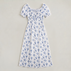 Women’s Blue Floral Puff Sleeve Maxi Dress
