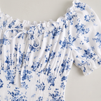 Women’s Blue Floral Puff Sleeve Maxi Dress