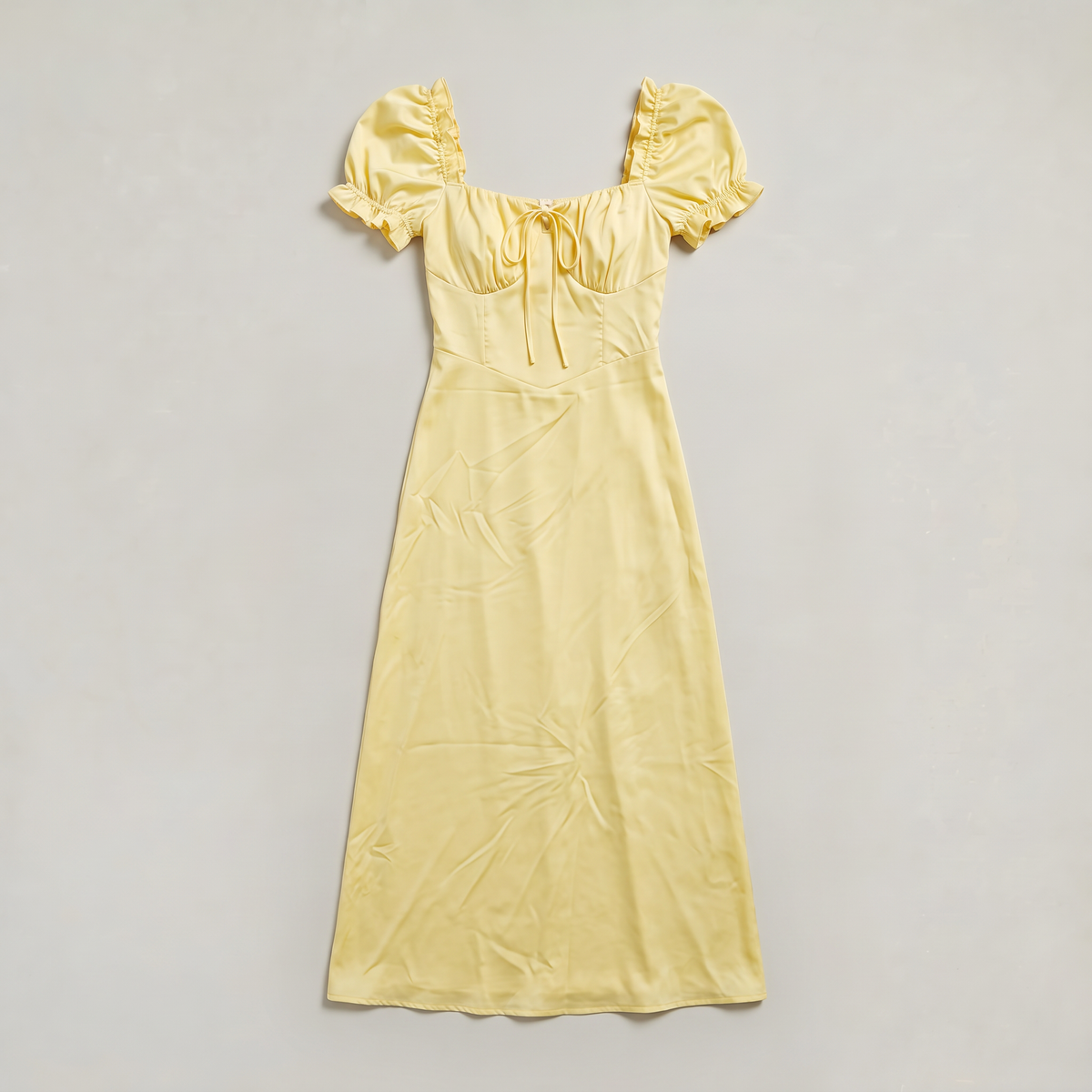 Women’s Butter Yellow Puff Sleeve Maxi Dress