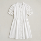Women’s Button Front Lace Sleeve Midi Dress