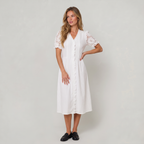 Women’s Button Front Lace Sleeve Midi Dress