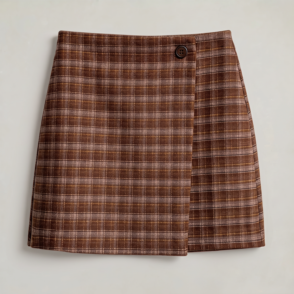 Women’s Checked Wrap Front Mini Skirt