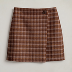 Women’s Checked Wrap Front Mini Skirt