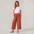 Women’s Cotton Linen Gaucho Trousers Cropped Wide Leg