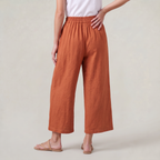 Women’s Cotton Linen Gaucho Trousers Cropped Wide Leg