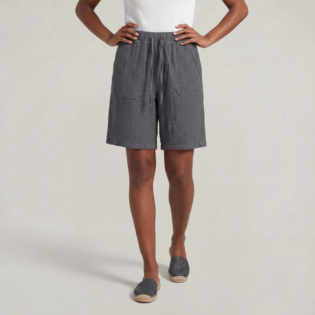 Women’s Cotton Linen Knee Length Shorts - Drawstring Relaxed Fit