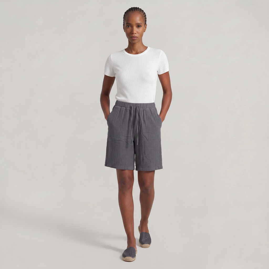 Women’s Cotton Linen Knee Length Shorts - Drawstring Relaxed Fit