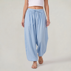 Women’s Cotton Wide Leg Trousers Drawstring Waist