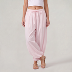 Women’s Cotton Wide Leg Trousers Drawstring Waist
