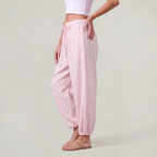 Women’s Cotton Wide Leg Trousers Drawstring Waist