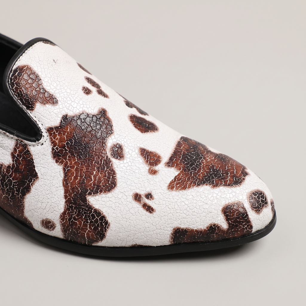 Women’s Cow Print Slip-On Loafers