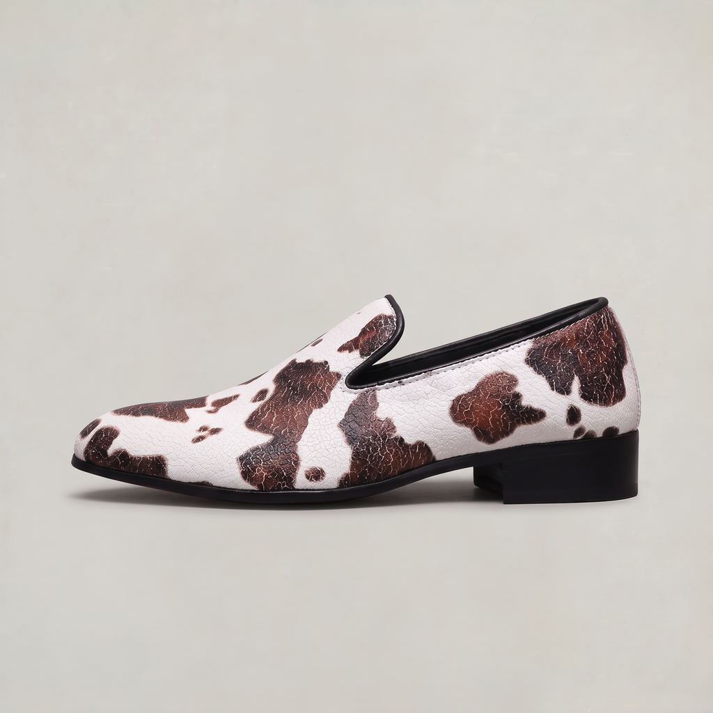 Women’s Cow Print Slip-On Loafers